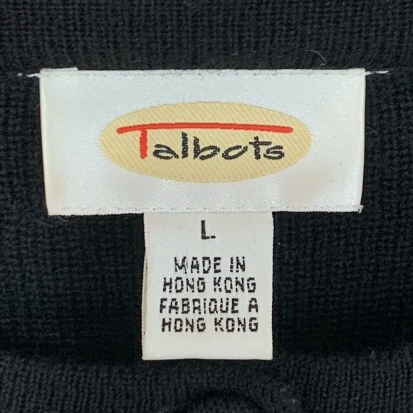 Vintage Talbots Soft Merino Wool Cardigan Black With Bead Clusters Womens Large - Picture 2 of 9